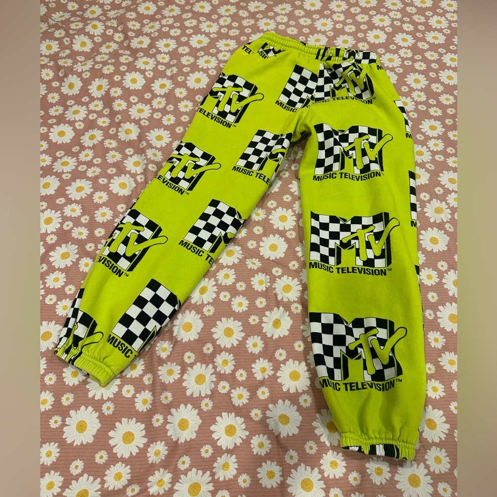 Dumbgood MTV Neon Green Checkered sweatpants - Picture 5 of 12